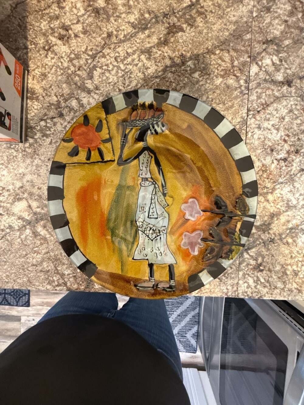 Hand Painted Decorative Ceramic Plate African Woman Motif
